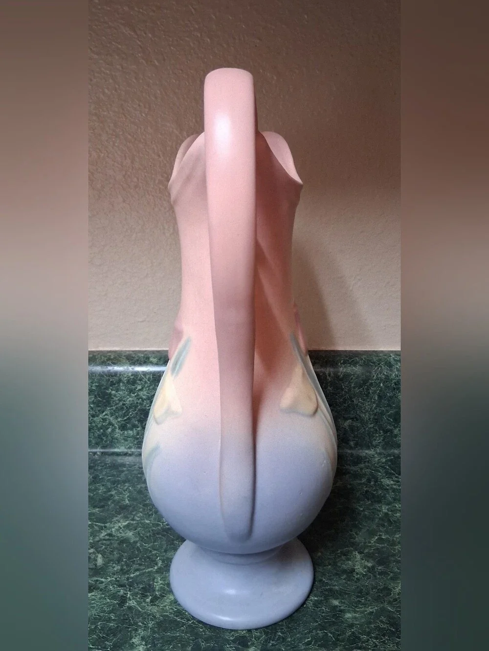 Vintage Hull 1938 Art Pottery Large Tulip Pink Blue Pitcher Vase 13” Tall